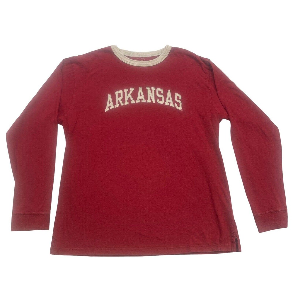 Arkansas Razorbacks Shirt Mens Medium M Red White Long Sleeve Pima Cotton
